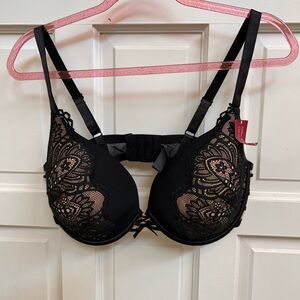 BRAS N THINGS Womens Secret Boost Plunge Bra NEW Size AU 16f/ US 38F Black Nude